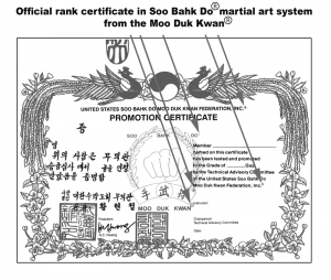 Moo Duk Kwan Certificate Registered BW